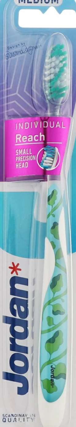 Zahnbürste mittel, blau mit Blättern