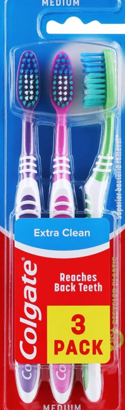 Zahnbürste mittel Extra Clean grün, violett, rosa 3 St.