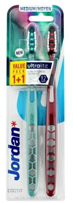 Zahnbürste mittel rot und blau 2 St.