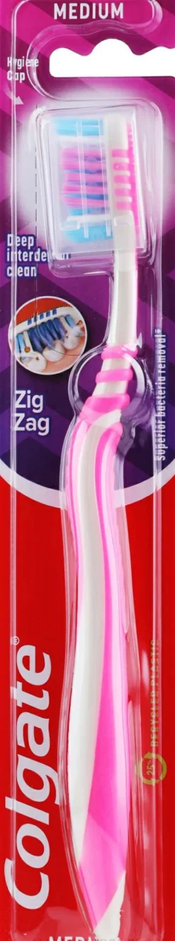Zahnbürste mittel Zig Zag rosa-weiß