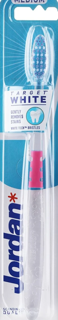 Zahnbürste mittlerer Härte, rosa mit durchsichtigen Blumen