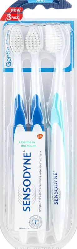 Zahnbürste weich Gentle Care hellblau, blau 3 St.