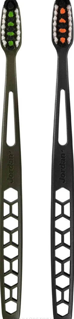 Zahnbürstenset weich schwarz + oliv