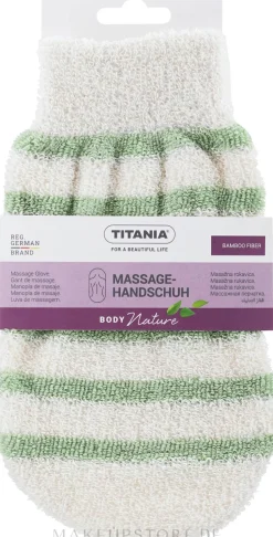 Zweifarbiger Massagehandschuh weiß mit grünen Streifen