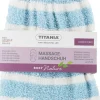 Zweifarbiger Massagehandschuh blau mit weißen Streifen