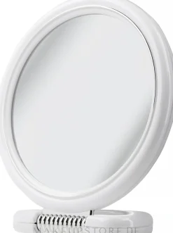 Zweiseitiger runder Spiegel auf einem Ständer, 15 cm, 9502, weiß